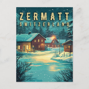  Zermatt, Zwitserland: Sneeuwalpen bij nacht Briefkaart