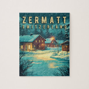  Zermatt, Zwitserland: Sneeuwalpen bij nacht Legpuzzel