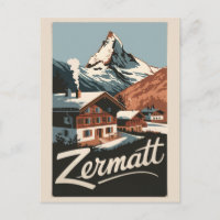 Zermatt Zwitserland Travel Art Vintage