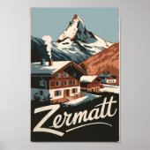 Zermatt Zwitserland Travel Art Vintage Poster (Voorkant)