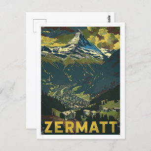 Zermatt Zwitserland Vintage Beroemde Reisplaats Briefkaart