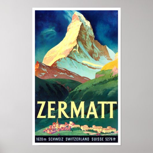 Zermatt Zwitserland vintage Poster (Voorkant)