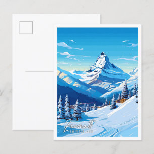 Zermatt Zwitserland vintage reisillustratie Briefkaart