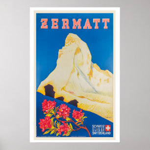 Zermatt Zwitserland Vintage Reisposter Poster