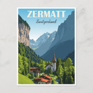 Zermatt Zwitserland vintage reizen bergtop Briefkaart