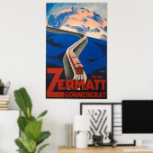 Zermatt Zwitserland Vintage Travel Poster (Thuiskantoor)