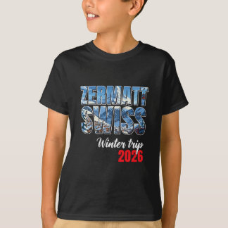 Zermatt Zwitserland Winterreis 2026 Alpen Skiën Zw T-shirt