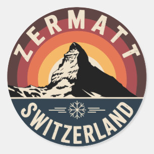 Zermatt Zwitserland Zwitserse Alpen Retro Ronde Sticker