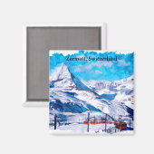 Zermatt Zwitserland Zwitserse Alpen Winter Waterve Magneet (Voorkant / Achterkant)