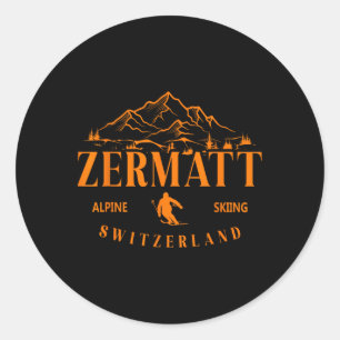 Zermatt Zwitserse Alpen Alpine Skiën Zwitserland M Ronde Sticker