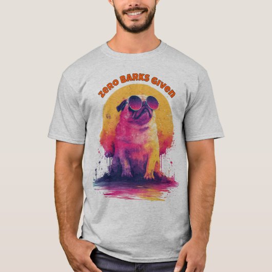 Zéro aboiements donnés | T-shirt drôle rétro Pug (Devant)