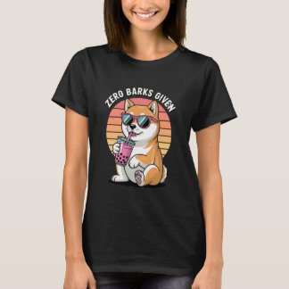 Zero Barks Given Boba-Loving Shiba Inu Dog T-shirt