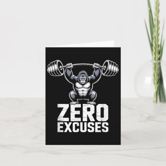 Zero Excuses Gorilla Gym Motivational Workout Kaart (Voorkant)