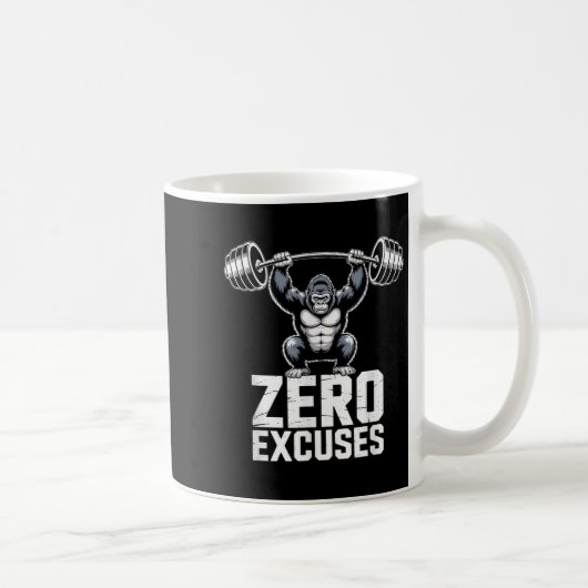 Zero Excuses Gorilla Gym Motivational Workout Koffiemok (Rechts)
