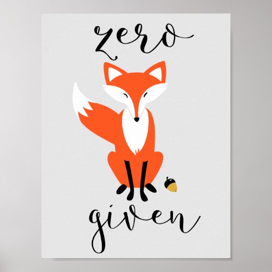 Zero Fox Donné Funky Pun Grey Poster (Devant)
