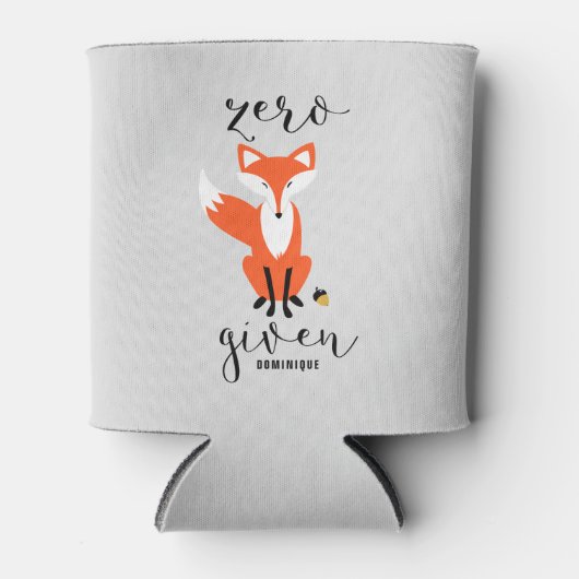 Zero Fox Gegeven Grappig Pun Grijs Gepersonaliseer Blikjeskoeler (Voorkant)