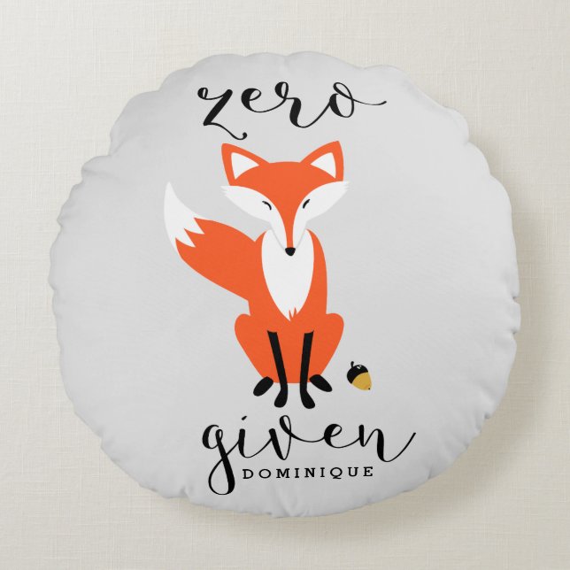 Zero Fox Gegeven Grappige Pun Gepersonaliseerde Ro Rond Kussen (Voorkant)