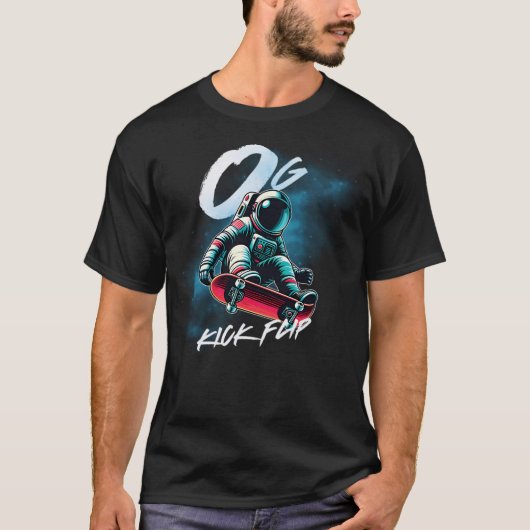 Zero Gravity Kick Flip - Skateboarden Astronaut T-shirt (Voorkant)