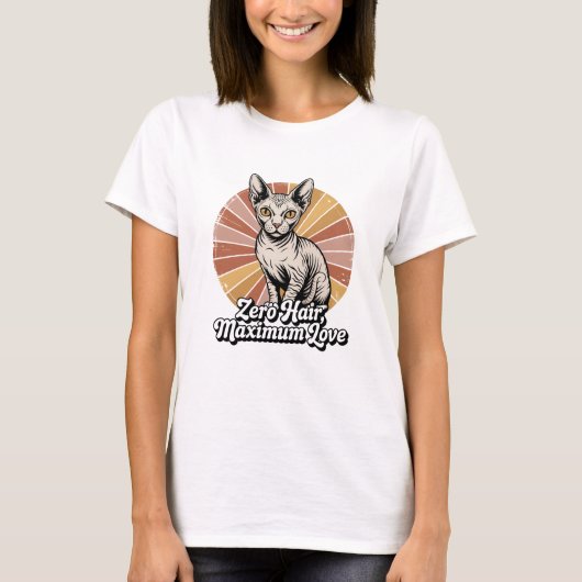 Zero Hair Maximum Love Sphynx Retro T-shirt (Voorkant)