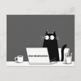 Zero Meowtivation Cat – Funny Lazy Work Cartoon Briefkaart
