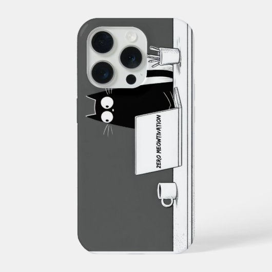 Zero Meowtivation Cat – Funny Lazy Work Cartoon iPhone Hoesje (Achterkant)