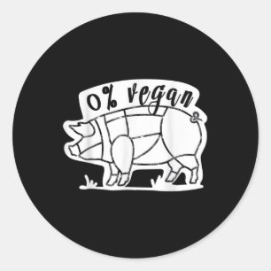 Zero Percent Vegan Grappige BBQ Carnivoor Vlees Ea Ronde Sticker