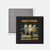 Zero Plans Maximum Vibes Funny Frog Hoodie Chill V Magneet (Voorkant / Achterkant)