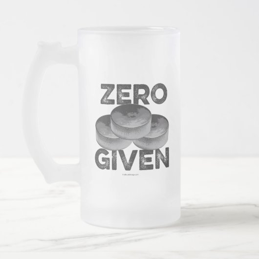 Zero Pucks Given (Hockey) Frosted Glass Beer Mug (Gauche)