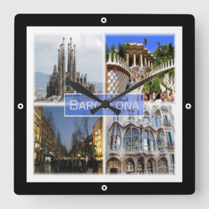 zES010 BARCELONA, Spanje, Europa, Square Wall Cloc Vierkante Klok