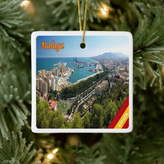zES032 panorama van MALAGA, Spanje, Europa, Keramisch Ornament (Boom)