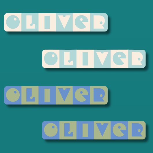 Zes 6 letter jongensnaam rechthoekig ijzer Patch Labels