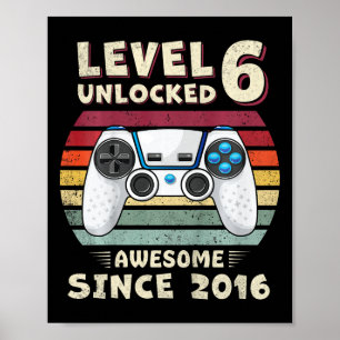 Zes 6jr Verjaardag Zoon Jongen Grappige Gamer 6de Poster