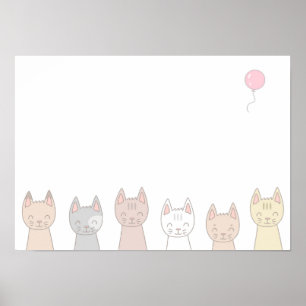 Zes aandoenlijke katten. poster