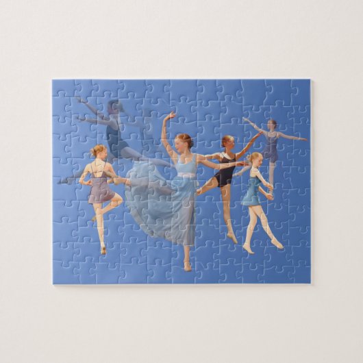 Zes Ballerinas op blauw Legpuzzel (Horizontaal)