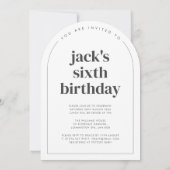 Zes boogfoto 6e verjaardag kaart (Achterkant)