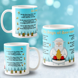 Zes dagen Kerstmis prettig kerstfeest aan een gewe Koffiemok