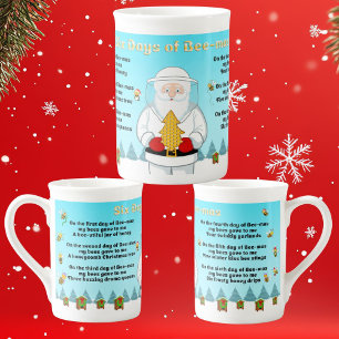Zes dagen Kerstmis prettig kerstfeest aan een gewe Porselein Kop