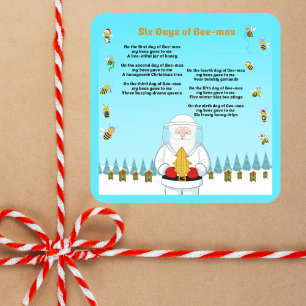 Zes dagen Kerstmis prettig kerstfeest aan een gewe Vierkante Sticker