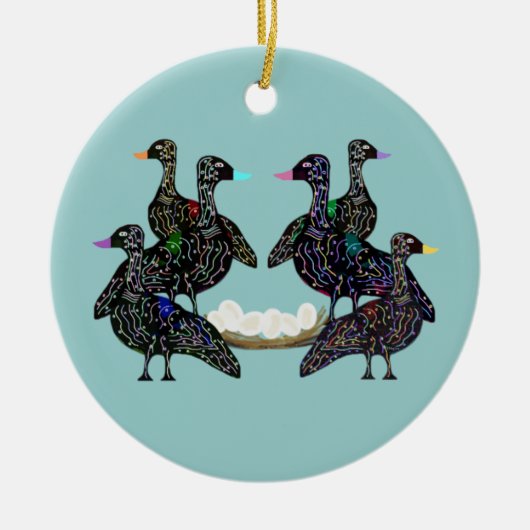 Zes ganzen een legeringsversier keramisch ornament (Voorkant)