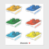 Zes gepersonaliseerde pedaalbout gesorteerde kleur sticker (Vel)