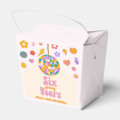 Zes Groovy Years Disco Ball 6e Verjaardagsfeestje Bedankdoosjes (Achterkant)