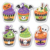 Zes halloween cupcake sticker (Voorkant)