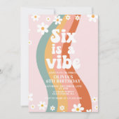 Zes is een Vibe groovy madeliefje 6e verjaardag Kaart (Voorkant)