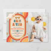 Zes is een Vibe Groovy Retro Rainbow 6e verjaardag Kaart (Voorkant)