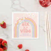 Zes is een Vibe Pastel Rainbow 6e verjaardag Servet (Insitu)