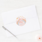 Zes is een Vibe Retro Rainbow 6e verjaardag Ronde Sticker (Envelop)