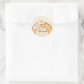 Zes is een Vibe Retro Rainbow Groovy 6e verjaardag Ronde Sticker (Tas)