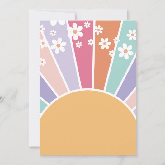 Zes is een Vibe Retro Sunshine Rainbow Daisy Kaart (Achterkant)