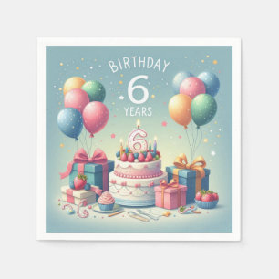 Zes jaar oude verjaardag servet