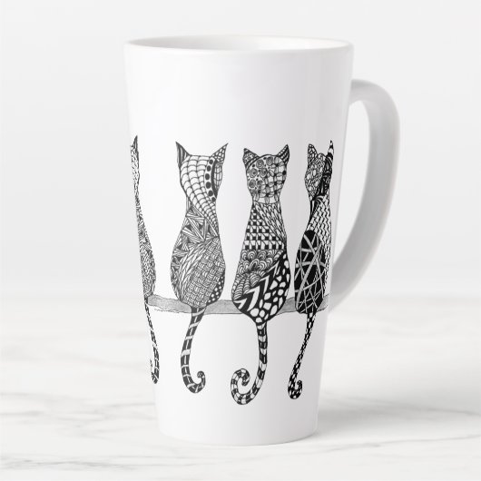 Zes Katten op een Latte Mok van de Tak (Rechterhoek)